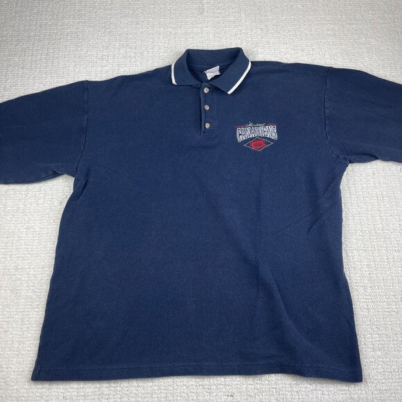 VTG Canada Made Montreal Canadien Mens XL NHL Rugby Polo Bulletin Athletic Navy - Picture 10 of 16